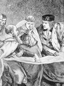 Christoph Kolumbus (1451-1506) beschreibt seine Reise nach Amerika König Ferdinand II. (1452-1516) und Königin Isabella (1451-1504) von English School